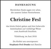 Traueranzeige Christine Fesl