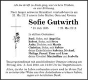 Traueranzeige Sofie Gutwirth