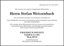 Traueranzeige Stefan Weissenbach