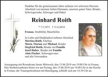 Traueranzeige Reinhard Roith