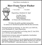 Traueranzeige Franz Xaver Fischer