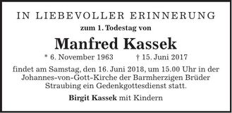 Traueranzeige Manfred Kassek