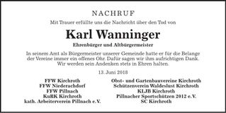 Traueranzeige Karl Wanninger