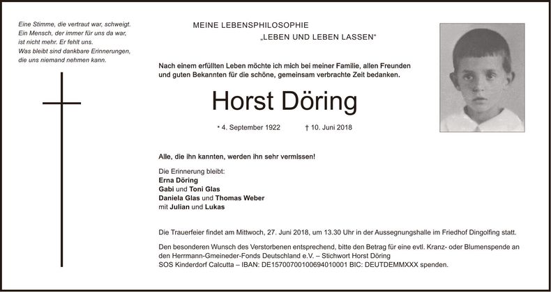 Traueranzeige Horst Döring
