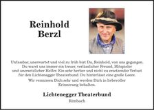 Traueranzeige Reinhold Berzl