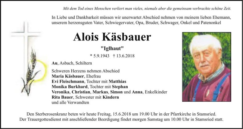 Traueranzeige Alois Käsbauer