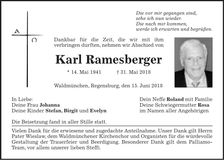 Traueranzeige Karl Ramesberger