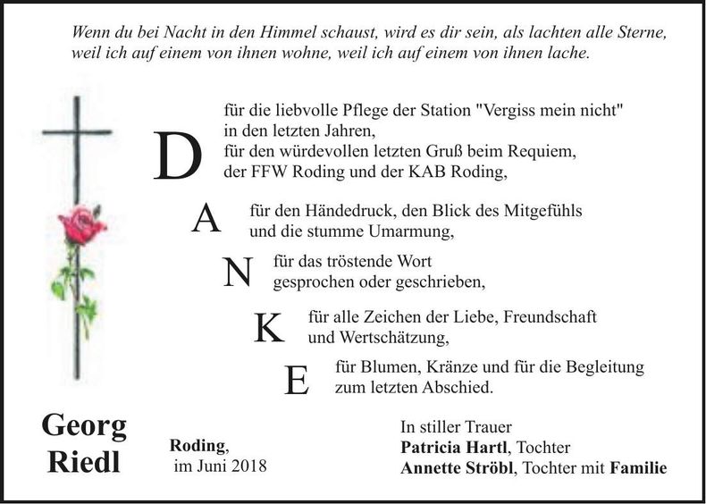 Traueranzeige Georg Riedl