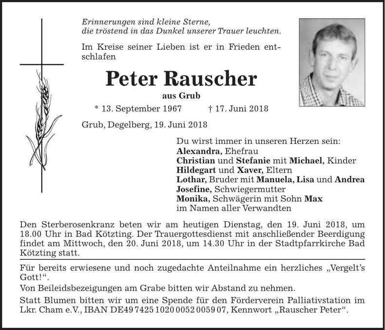 Traueranzeige Peter Rauscher