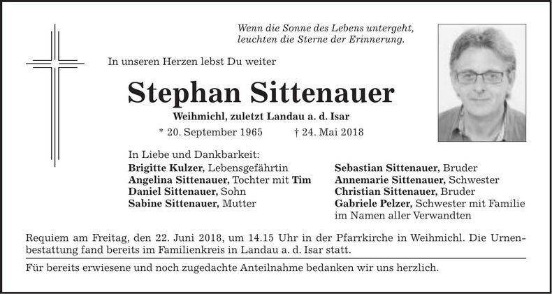 Traueranzeige Stephan Sittenauer