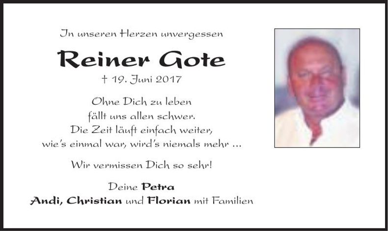 Traueranzeige Reiner Gote