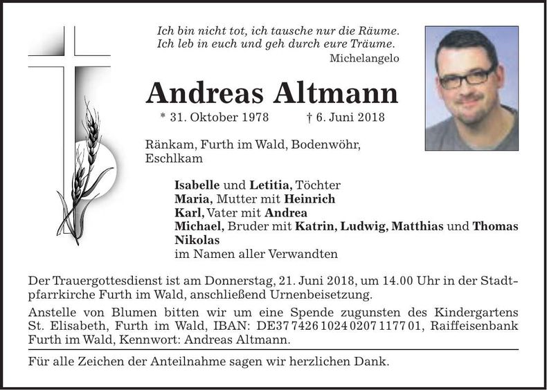 Traueranzeige Andreas Altmann