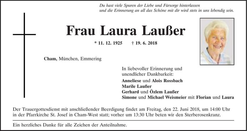 Traueranzeige Laura Laußer