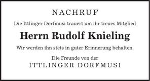 Traueranzeige Rudolf Knieling