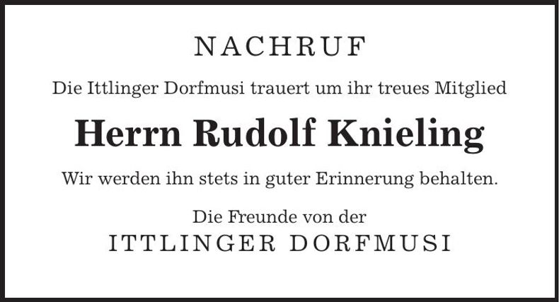 Traueranzeige Rudolf Knieling