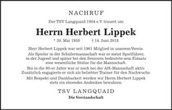 Traueranzeige Herbert Lippek
