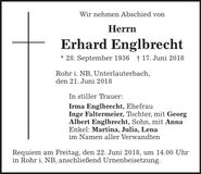 Traueranzeige Erhard Englbrecht