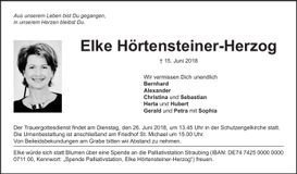 Traueranzeige Elke Hörtensteiner-Herzog