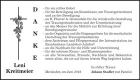 Traueranzeige Leni Kreitmeier