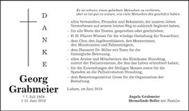 Traueranzeige Georg Grabmeier