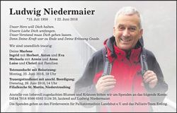 Traueranzeige Ludwig Niedermaier