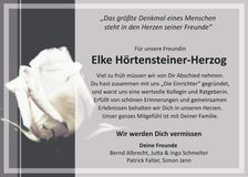 Traueranzeige Elke Hörtensteiner-Herzog