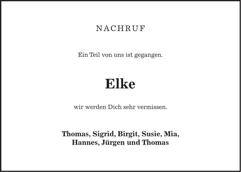 Traueranzeige Elke Hörtensteiner-Herzog