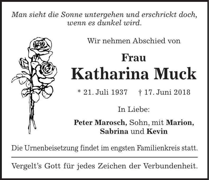 Traueranzeige Katharina Muck