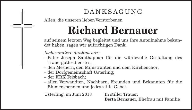 Traueranzeige Richard Bernauer