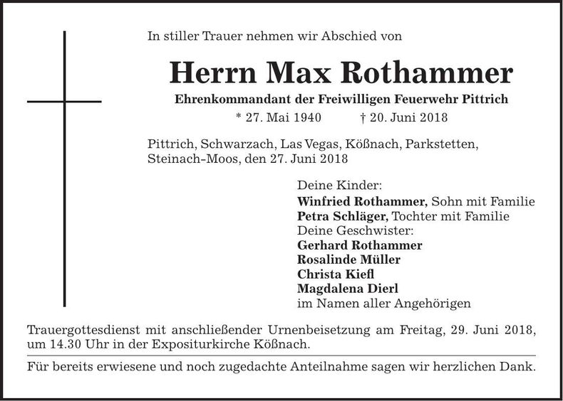 Traueranzeige Max Rothammer