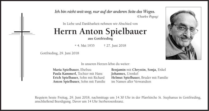 Traueranzeige Anton Spielbauer