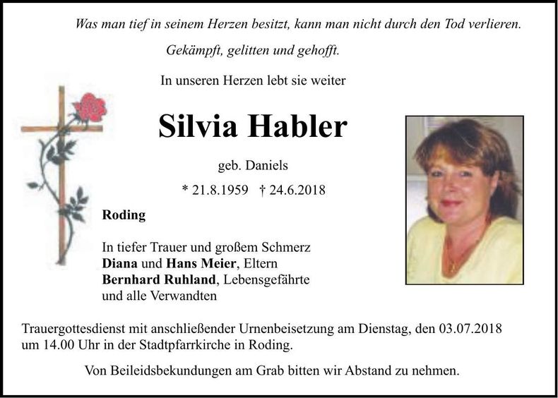 Traueranzeige Silvia Habler