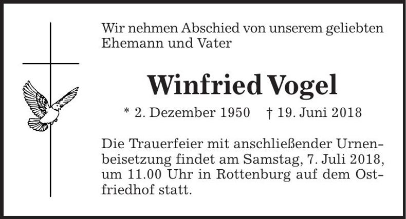 Traueranzeige Winfried Vogel