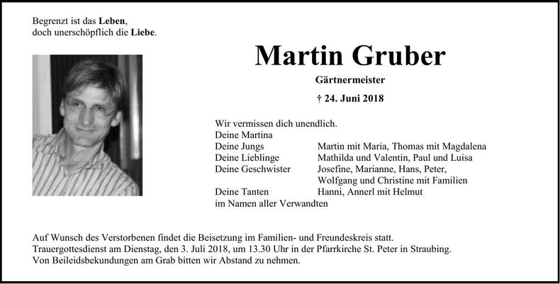 Traueranzeige Martin Gruber