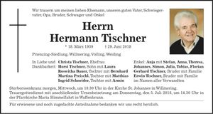 Traueranzeige Hermann Tischner