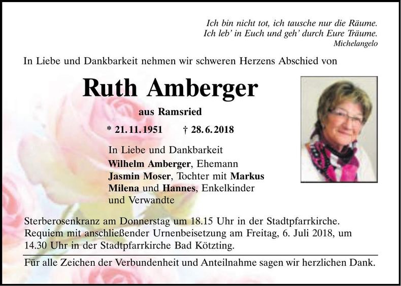 Traueranzeige Ruth Amberger