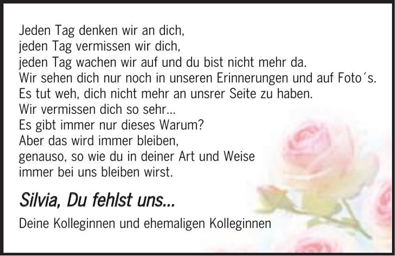 Traueranzeige Silvia Habler