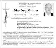 Traueranzeige Manfred Zollner