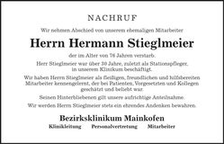 Traueranzeige Hermann Stieglmeier