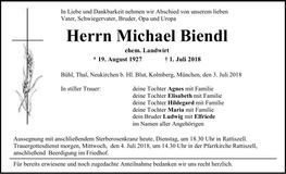 Traueranzeige Michael Biendl