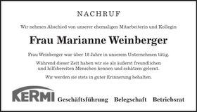 Traueranzeige Marianne Weinberger