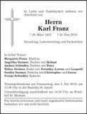 Traueranzeige Karl Franz