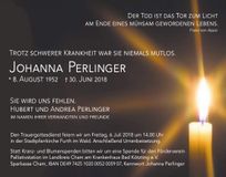 Traueranzeige Johanna Perlinger
