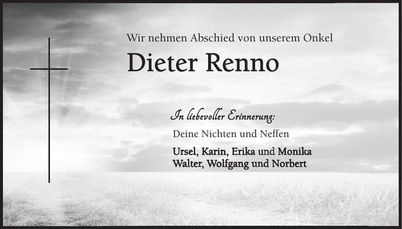 Traueranzeige Dieter Renno