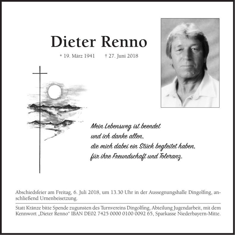 Traueranzeige Dieter Renno