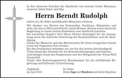 Traueranzeige Berndt Rudolph