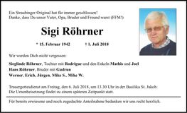 Traueranzeige Siegfried Röhrner