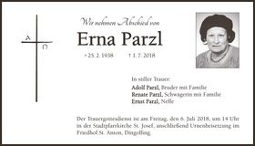 Traueranzeige Erna Parzl