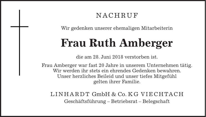 Traueranzeige Ruth Amberger