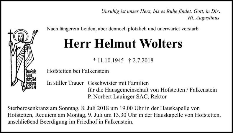 Traueranzeige Helmut Wolters